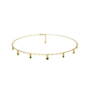 Gold and emerald anklet